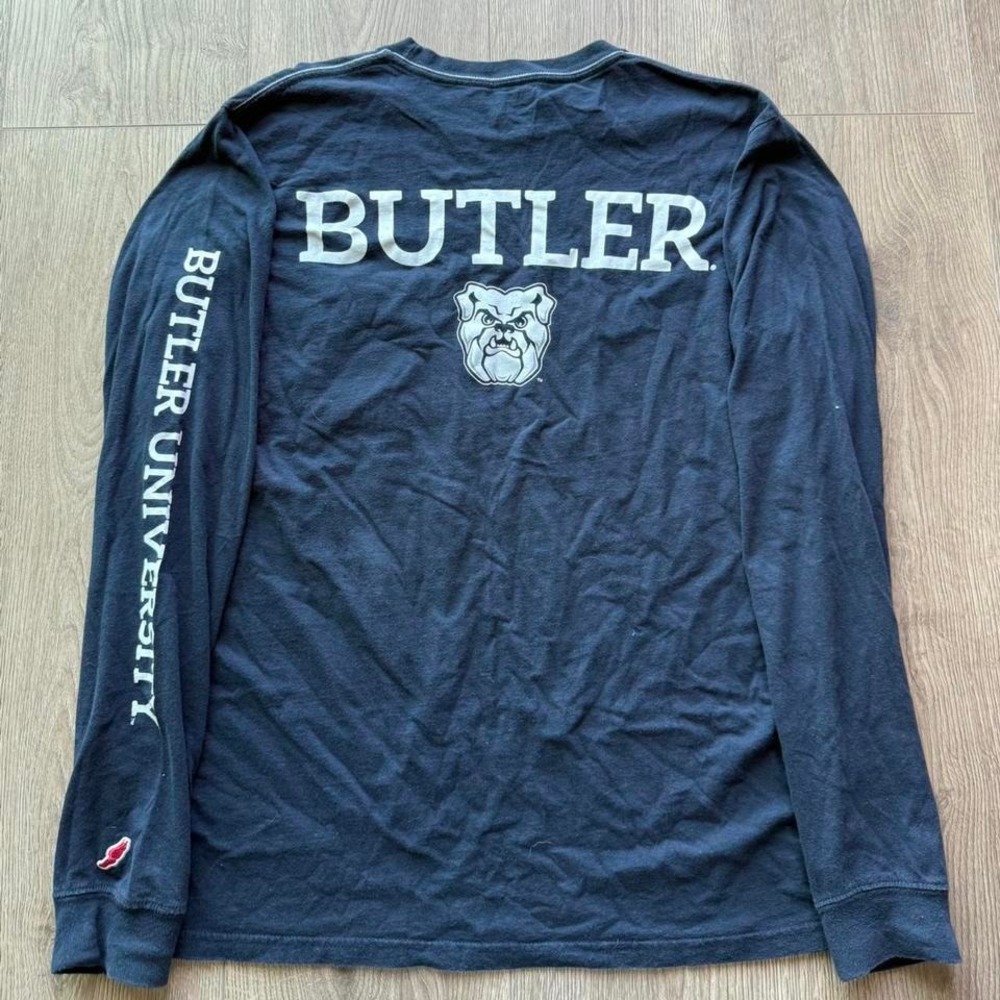 Butler University Bulldogs Long Sleeve‎ Shirt Navy Pocket Tee College Size M